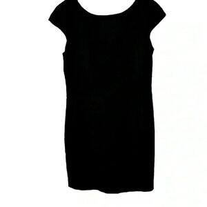 Helene Berman London Boat Neck Textured Cap Sleeve Sheath Dress Navy Size 10